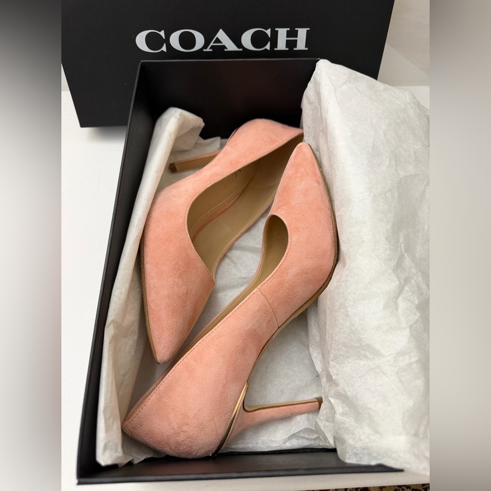 Coach Pink Suede Pointed-Toe Heels - Picture 9 of 10